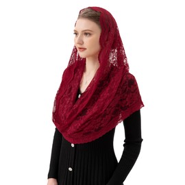 PAMOR Infinity Chapel Velo floral latino para la cabeza de la iglesia, Borgoña, Talla única