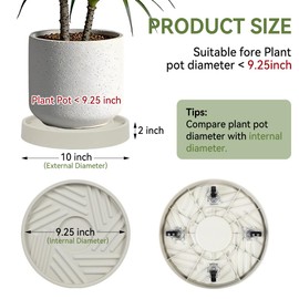 UoeRing Plant Caddy with Hidden Wheels 10 Inch Heavy Duty Rolling Plant Stand, Indoor Outdoor Plant Saucer Tray with $9.9 Garden Tools (Beige)
