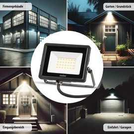 Luminea 20W 2000LM IP65 3000K LED Floodlight Mini Outdoor Floodlight Warm White (Outdoor LED Floodlight with Plug, Floodlight for Outdoor Lighting)
