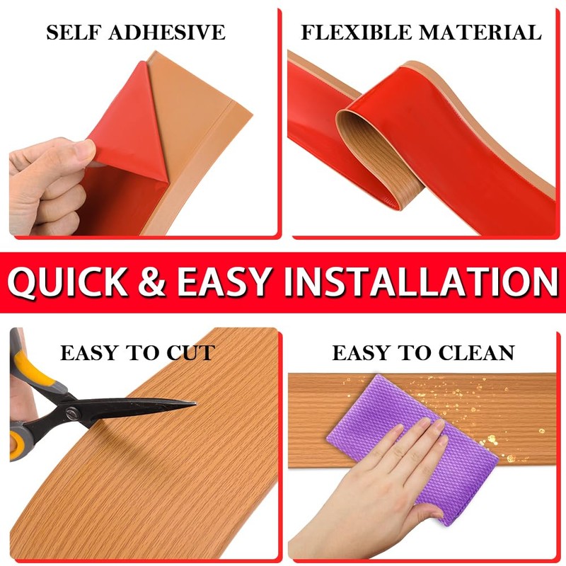 Vinyl Wall Base Baseboard Molding Trim 6" Flexible Self Adhesive