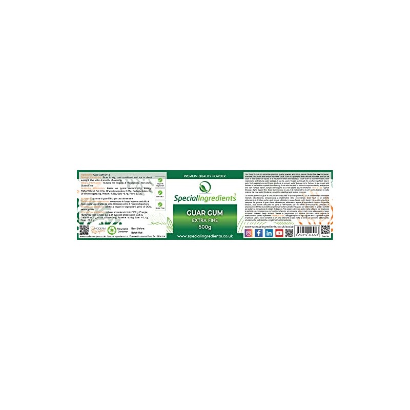 Special Ingredients Guar Gum Powder 500g Premium Quality Non-GMO, Gluten