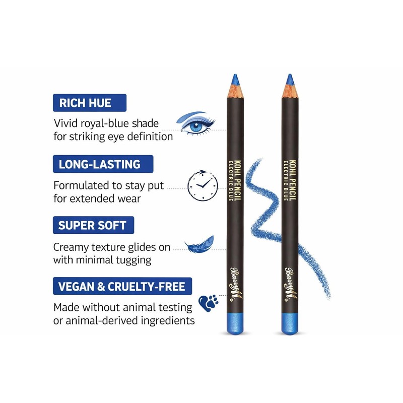 2x Barry M Kohl Eyeliner Pencil Electric Blue – Bundled