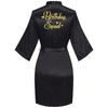 VOGUEMAX Women's Birthday Party Robe Queen Squad Silky Gold Glitter