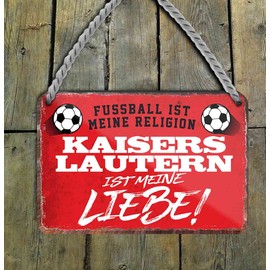schilderkreis24 Football Sign Decoration Garage Item Sports Club Gift Idea Club Christmas Football Fan Lovers (Football Religion Kaiserslautern 18 x 12 cm)