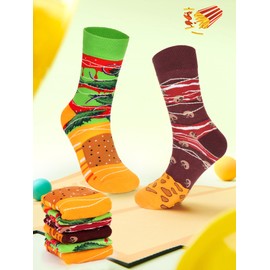 Ultrafun Funny Burger Socks Box for Men Women Teens Boys-Novelty Crazy Silly Food Socks-Gag Fathers Day Christmas Birthday Gifts (UK, Alpha, One Size, Regular, Regular, Burger-3 Pairs)