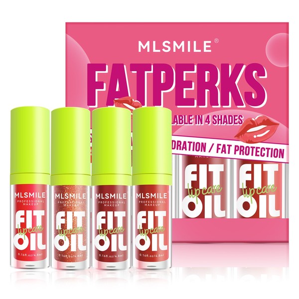 MLSMILE 4 Colors Lip Oil Lip Glaze Set, Tinted Gloss