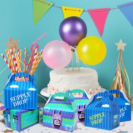 Video Game Llama Goodie Bags, 16 Pcs Treat Boxes Cookie Gable Boxes with Handle Party Gift Boxes for Battle Gamers Birthday Party Supplies Decorations Favors(5.9 x 3.5 x 3.6 Inch)