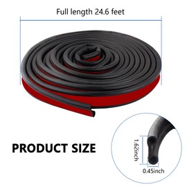 Truck Tonneau Cover Seal,Camper Shell Seal Rubber Weather Stripping with Double Hole,Universal Tailgate Seals for Pickups Trucks Campers Cars(24.6Ft)