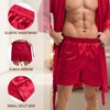 Amy Coulee Mens Satin Robe Set Lightweight Bathrobes with Shorts