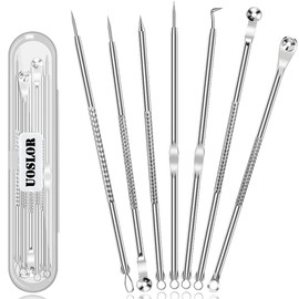 (7PCS) - [Dual Ended] 7PCS Blackhead Remover, Comedone Pimple Extractor, Acne Whitehead Blemish Removal Kit, Professional Stainless Steel Clean Tool, For Face Nose Chin Cheek Forehead