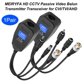 MEIRIYFA Passive Video Balun 2 Pairs Passive Video Power Balun Audio Connector 960P/1080P BNC to RJ45 Network Transceiver Cat5/Cat6 Adapter with DC Male Female RCA Male Audio for CCTV Security System
