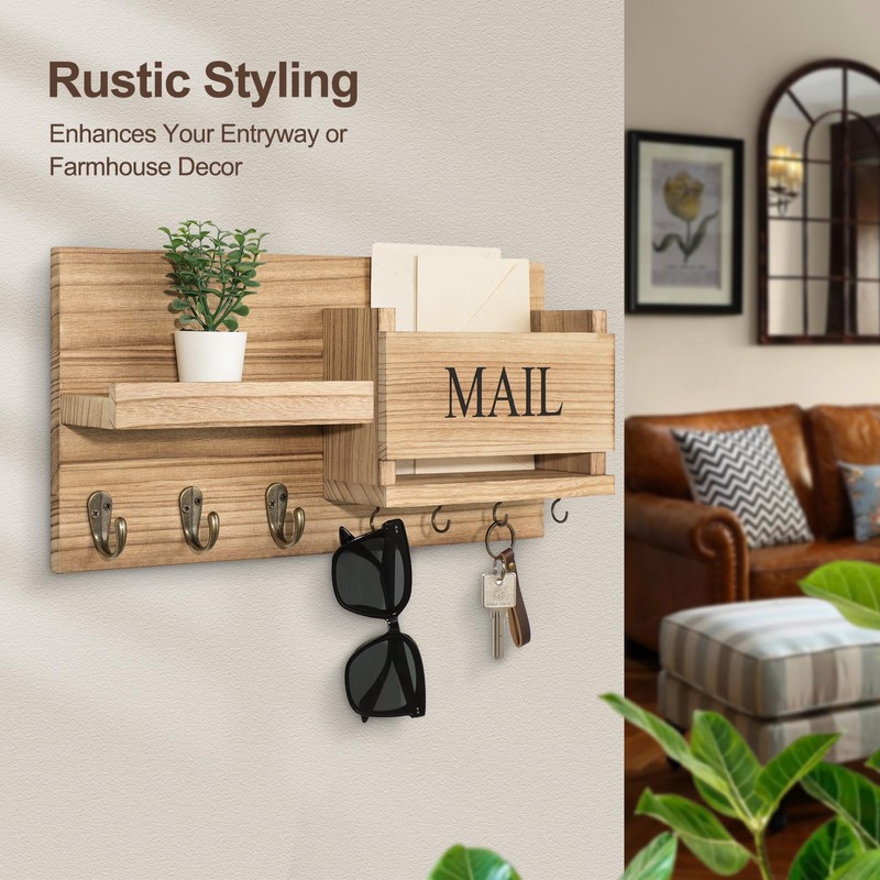Lwenki Mail Organizer for Wall Mount – Key Holder with