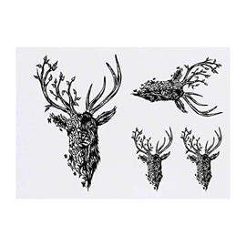 4 x 'Butterfly Stag' Temporary Tattoos - Water Resistant, Skin-Safe, Non-Toxic Transfers, Mixed Sizes (TO00046207)