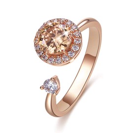 Anxiety Ring Worry Band Rings for Women Adjustable Birthstone Ring Fidget Spinner Ring Cubic Zirconia Fashion Cuff Rings in Silver Rose Gold