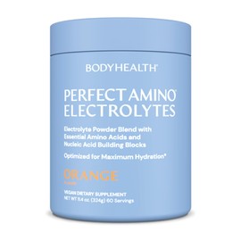 BodyHealth PerfectAmino Electrolytes Powder No Sugar, Keto Sugar Free Fasting Electrolytes Drink Mix, Hydration Powder with Trace Minerals - Orange - 60 Servings