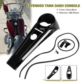 Unbranded Gloss Black Extended Tank Dash Console For Harley Softail Springer Fat Boy FLSTF