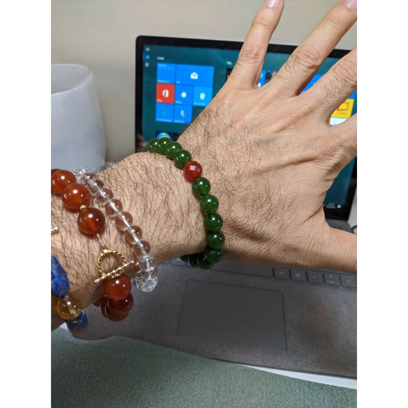 RAYON MANASI Mountain Green Jade + Red Agate Focal Bead