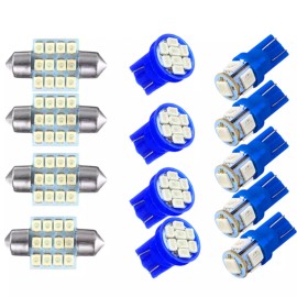 SHENKENUO 13pcs 8000K Blue LED Interior Lights Bulbs Kit Car Trunk Dome License Plate Lamp