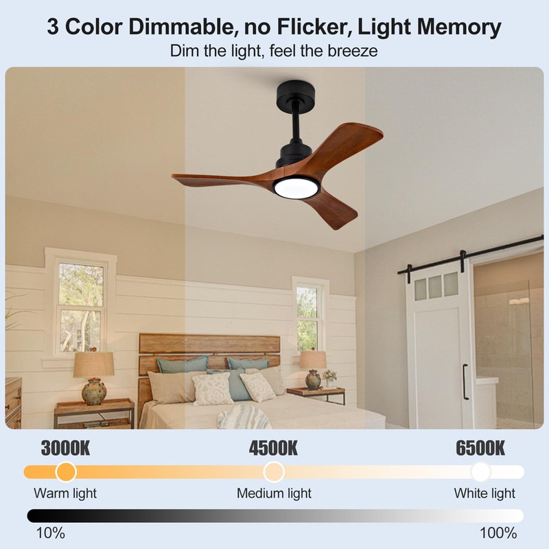 VCQQ 36 Inch Ceiling Fans with Lights and Remote, 3