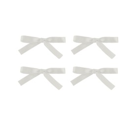3.25 Inch Satin Ribbon Hair Bows with Alligator Clips, Set of 4 (White)