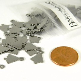 Bedazzlinbeads 10 Grade 201 Stainless Steel Silver 1/2 inch Blank Christmas Pine Tree Charms