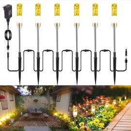 GreenClick LED Pathway Lights, 4.8W 12V AC/DC Low Voltage Path Lights, 570 Lumen 6 Pack Extendable Outdoor Landscape Lighting IP65 Waterproof Garden Lights for Yard Walkway Driveway, 2700K