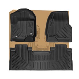 WEIZE Floor Mats Compatible with F250/F350, All Weather Floor Liners for 2017-2024 2025 Ford F-250/F-350 SuperCrew Cab Rear with Under Seat Fold Flat Storage,Set of 3