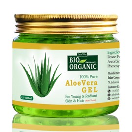 Indus Valley Bio Organic Non-Toxic Aloe Vera Gel for Acne, Scars, Glowing & Radiant Skin Treatment (400ml)