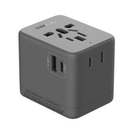 GONEO Universal Travel Adapter Worldwide No Fuse Required Travel Plug with USB C USB A Type A and AC Outlet International Power Adapter for UK Italy Spain France Germany Japan Over 200 Countries