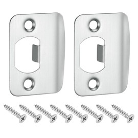 uxcell 2Pcs Door Strike Plate, 57mm x 45mm Stainless Steel Latch Deadbolt Replacement Lock Strike Plate for Door Frame Door Jamb Reinforcement, Silver