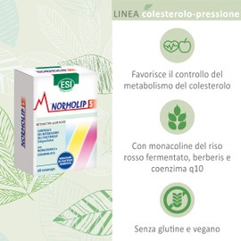 ESI - Normolip 5, Integratore Alimentare a Base di Riso Rosso Fermentato e Caigua, che Contribuisce ai Normali Livelli di Colesterolo, Senza Glutine e Vegan, 60 Naturcaps