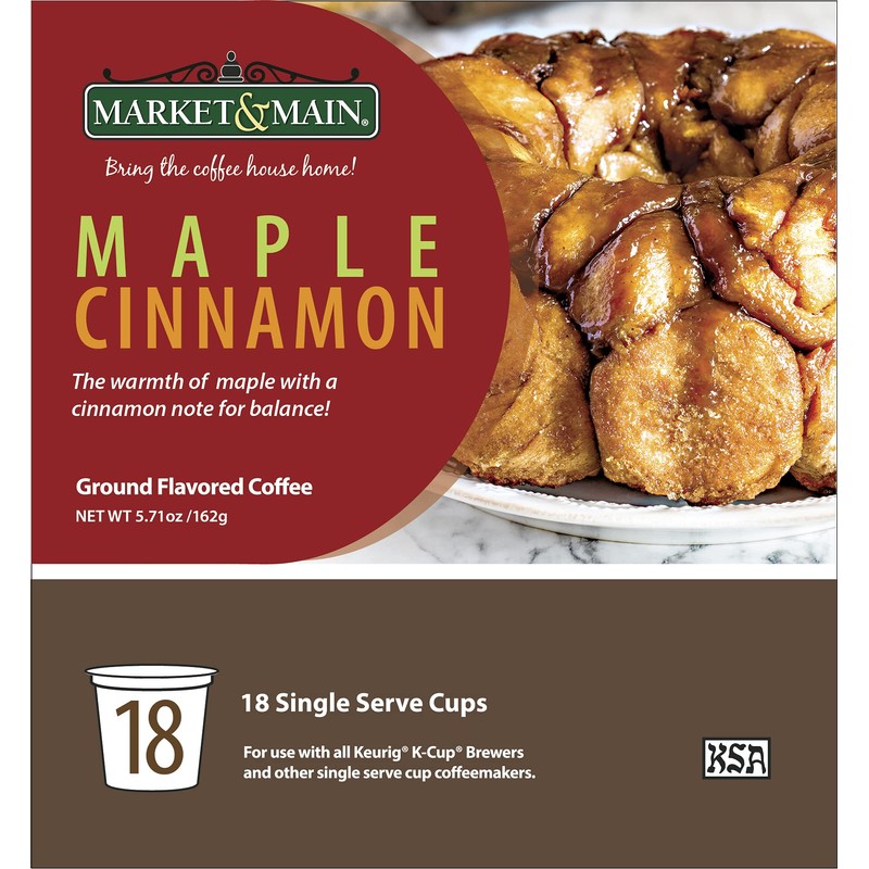 Market & Main OneCup, Maple Cinnamon, Flavored Coffee, Compatible with