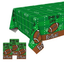 Horaldaily 3 Pack Super Bowl Football Theme Party Disposable Tablecloth, Touchdown Plastic Rectangular Table Cover for Birthday Anniversary Party Decoration 54×108 Inch