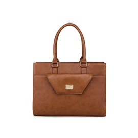 RASHKI FERO - 14.5" Laptop Tote Bag | Work Tote with Detachable Wallet | Professional Office Bag | Vegan Leather (Medium, Tan)