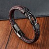 Mens Gift Leather Infinity Bracelet, Braided Leather Bracelet Stainless Steel