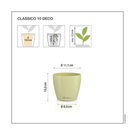 LECHUZA Classico Color 10 Deco 16661 Table Pot Matte Surface Diameter 11 x 10 cm White