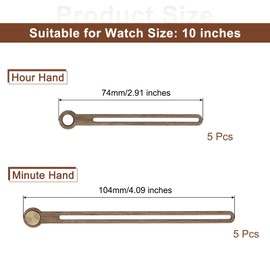 Uxcell 5 Set Walnut Wood Clock Hands, 4.09 Inch Minute, 2.91 Inch Hour, Fit for 10 Inch Wall Clock