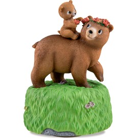 MS. WENNY Mom and Daughter Bear Music Box Play You Are My Sunshine, Hand-Painted Musical Figurine Birthday Mother’s Day Home Ornament