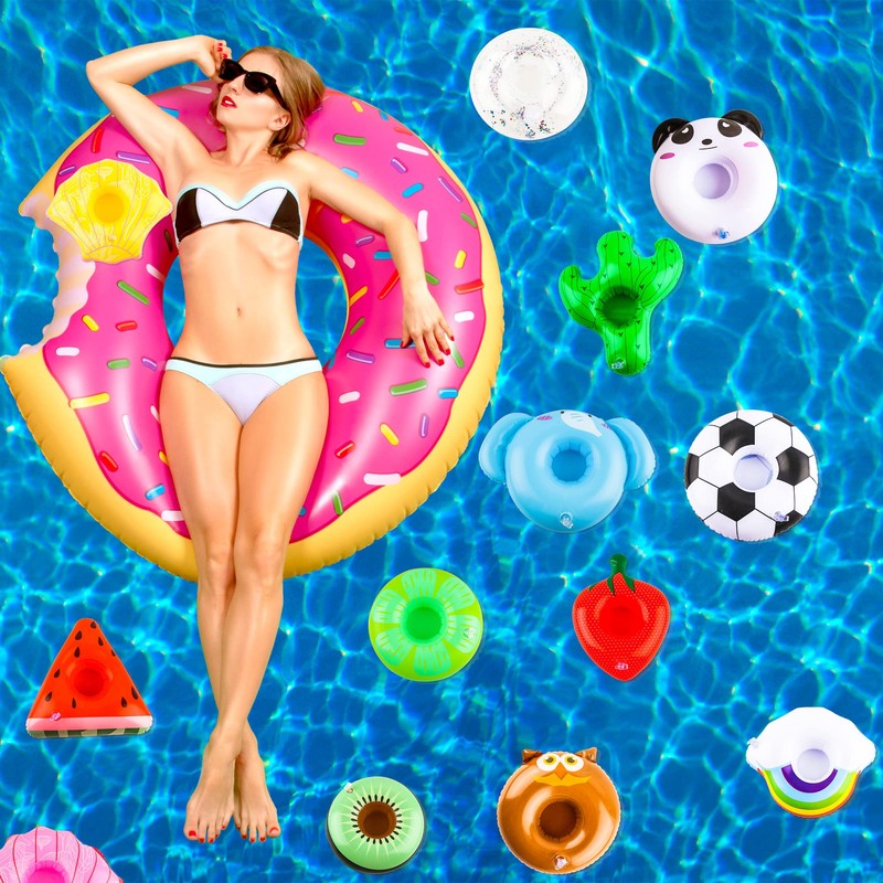 Sonarun 50 Pack Inflatable Drink Holders Float Toy Inflatable Pool