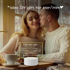 Acrylic Dry Erase Board with Light, LED Message Board, DIY Note Memo Board with 16 Colors Remote Control/2 Power Modes, 7.1×5.7”Rewritable Clear Desktop Night Light for Room Decor Christmas Gift