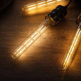 Duoled T10 Tubular Light Bulbs,E26 Dimmable Led Bulbs,8W Led Edison Bulb,75 Watt Bulb Equivalent,3000K Soft White,8.9 Inches Long Tube Light Bulb,4Pack.