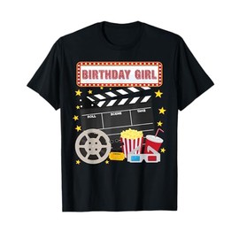 Birthday Girl Crew Movie Night Theme Matching Party T-Shirt