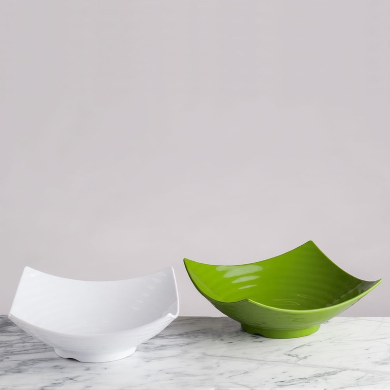 Q Squared Zen BPA-Free Melamine Serving Bowl, 12-1/2 Inches, White