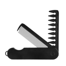 Protable Folding Pocket Comb for Men, 2 in 1 Hair - Fine Tooth & Wide Tooth Comb, Styling for Everyday Grooming & Hair, Beards and Mustaches (Black, One size)