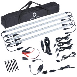 12V LED Interior Light Bar Kit, 4 Bars White Adjustable Brightness RV Camping Lights - Waterproof IP67, Magnetic & Velcro Mount, Portable Lighting for Tent, Car, Trailer, Boat, Truck, Off-Road, Cabin