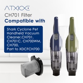 ATXKXE CH701 Vacuum Filter Replacement Compatible with Shark Cyclone PET Handheld Vacuum CH700，CH701, CH701C, CH700WM, Compare to Part XDCFCH700, 8 Pack