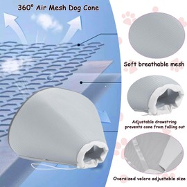 Dog Cone Collar for Large Dogs, Adjustable Soft Pet Cone for Dogs to Stop Licking Wound After Surgery, Dog Cone Alternative Pet E-Collar, Cone for Dogs After Surgical Recovery Collar