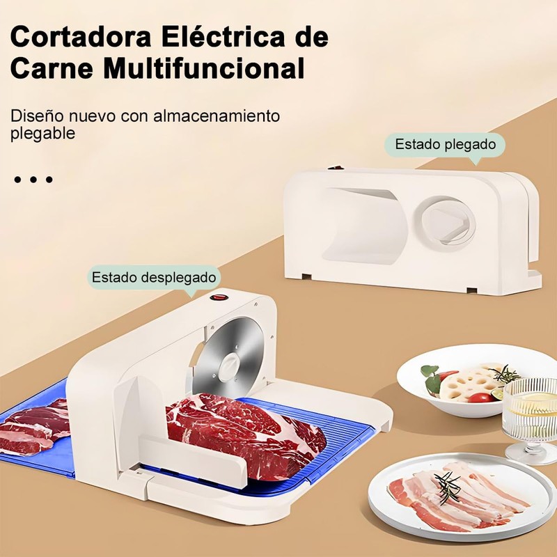 Cortadora de Carne Eléctrica, Rebanador de Alimentos Plegable con Cuchilla