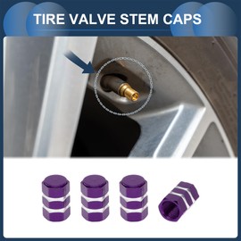 INFINAUTO Tire Valve Stem Caps 7x17mm for Car Truck Motorbike Bicycle Tyre Valve Dust Covers Aluminum Alloy Purple Decorative