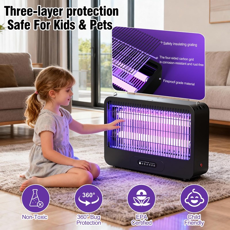 Electric Bug Zapper Indoor, Mosquito Zapper with 3500V Powerful Dual